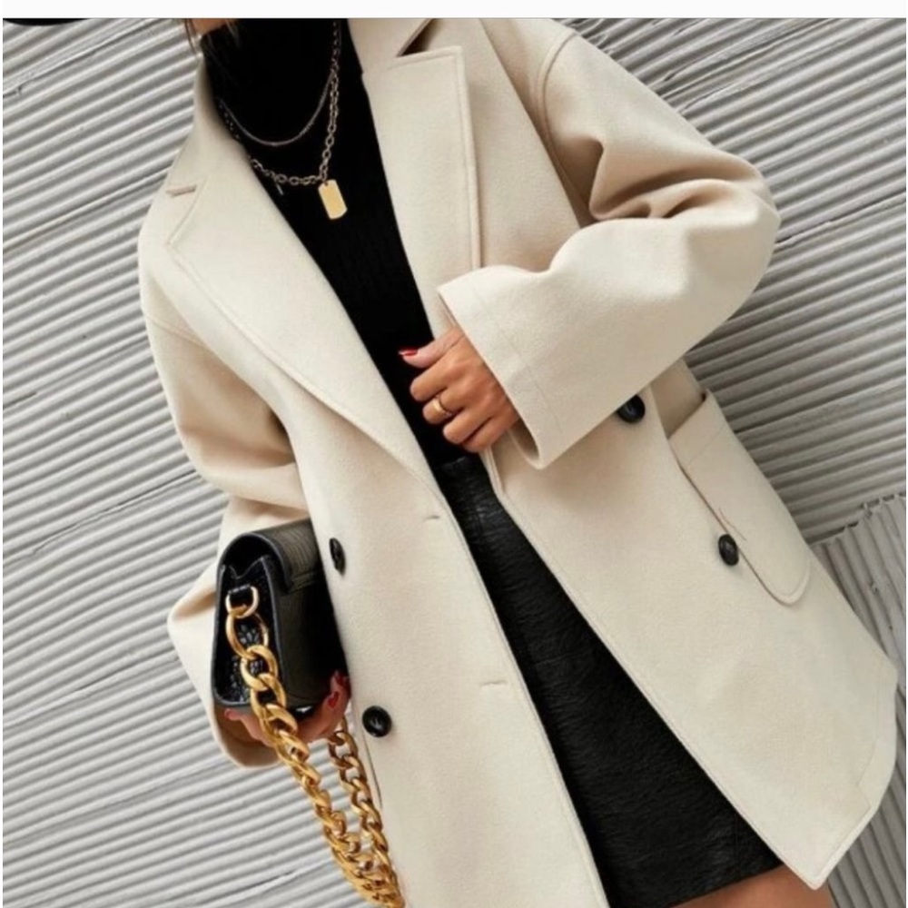 Classic Double Breasted Pea Overcoat jacket fall/winter - beige